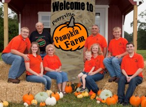 The Meckers and Koenigs on the farm in 2014